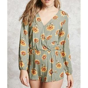 Forever 21 Long Sleeve Sunflower Romper